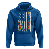 Autism Acceptance Hoodie US Flag Ribbon Support Neurodiversity