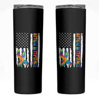 Autism Acceptance Skinny Tumbler US Flag Ribbon Support Neurodiversity