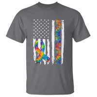 Autism Acceptance T Shirt US Flag Ribbon Support Neurodiversity