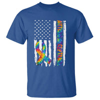 Autism Acceptance T Shirt US Flag Ribbon Support Neurodiversity