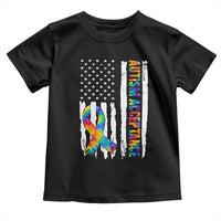 Autism Acceptance Toddler T Shirt US Flag Ribbon Support Neurodiversity