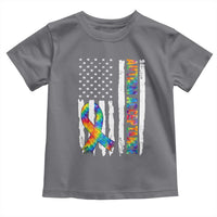 Autism Acceptance Toddler T Shirt US Flag Ribbon Support Neurodiversity