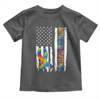 Autism Acceptance Toddler T Shirt US Flag Ribbon Support Neurodiversity