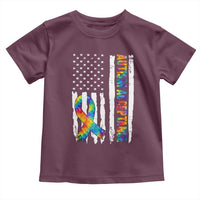 Autism Acceptance Toddler T Shirt US Flag Ribbon Support Neurodiversity