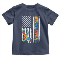 Autism Acceptance Toddler T Shirt US Flag Ribbon Support Neurodiversity