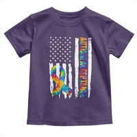 Autism Acceptance Toddler T Shirt US Flag Ribbon Support Neurodiversity
