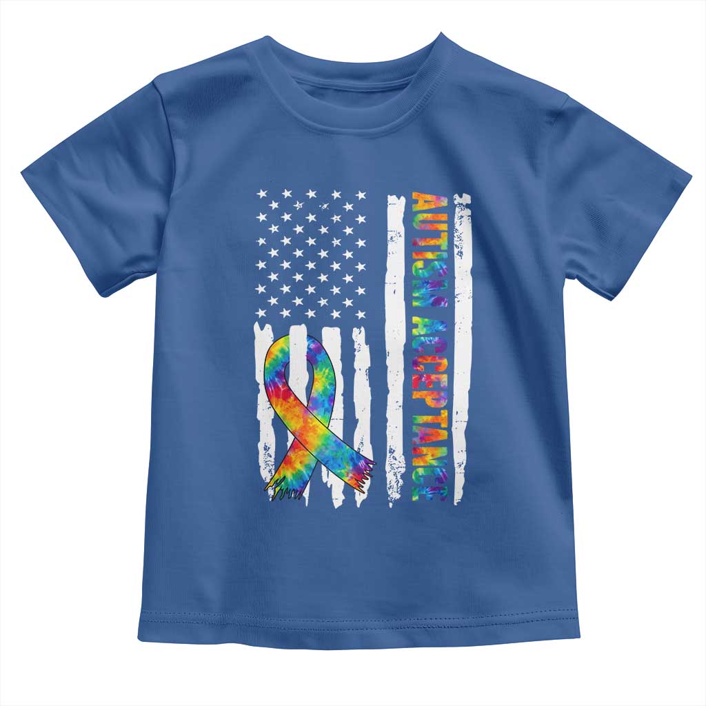 Autism Acceptance Toddler T Shirt US Flag Ribbon Support Neurodiversity
