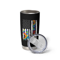 Autism Acceptance Tumbler Cup US Flag Ribbon Support Neurodiversity