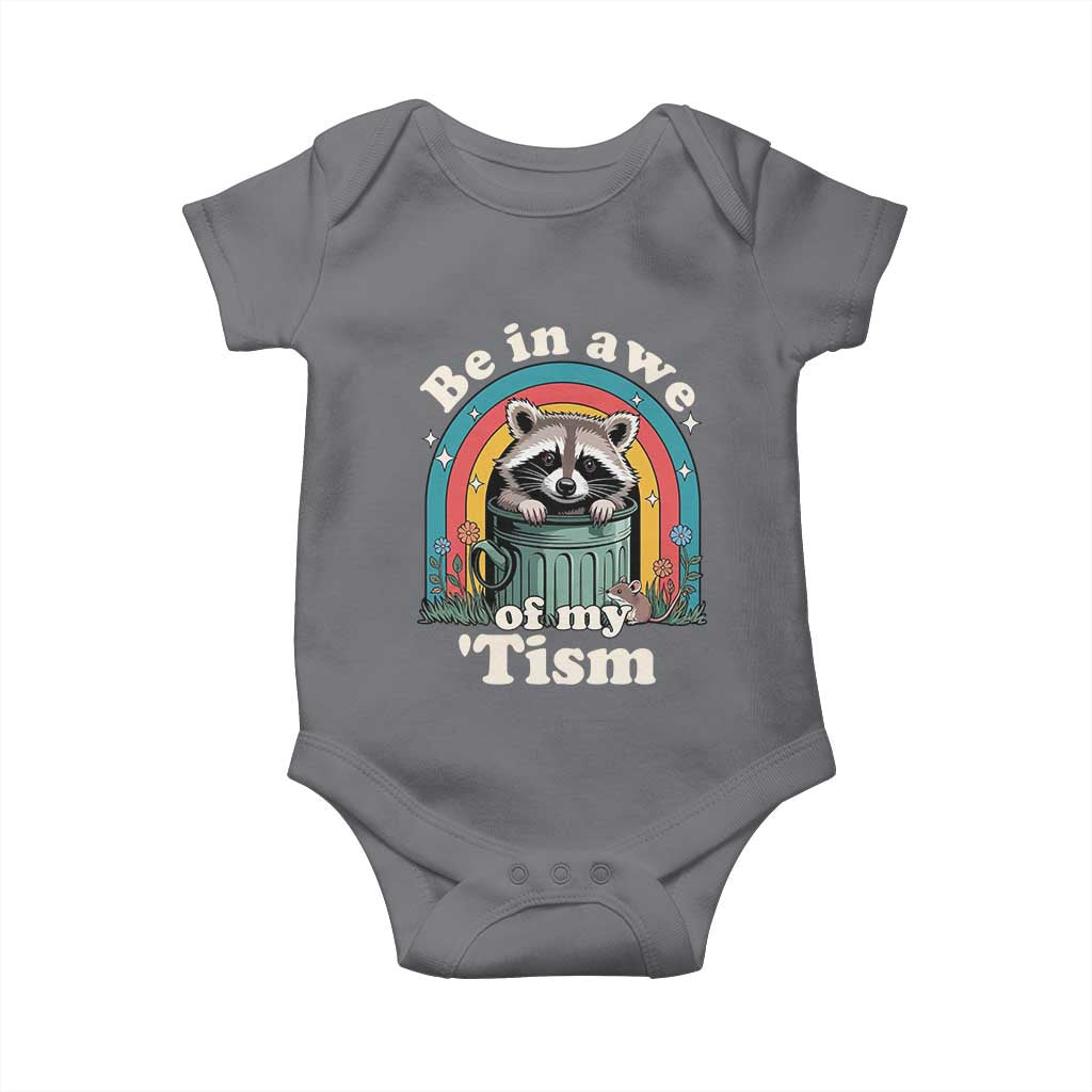 Be in Awe of My Tism Baby Onesie Funny Raccoon Autism Acceptance