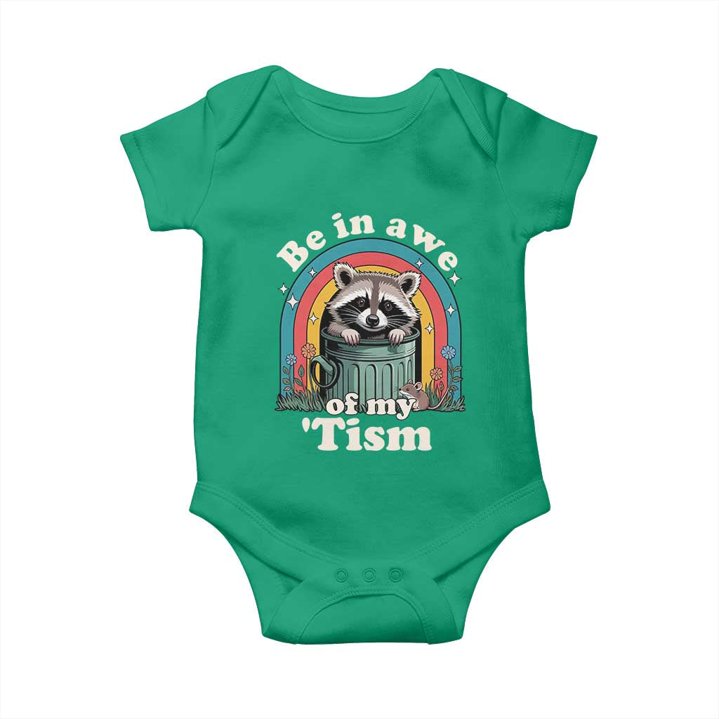 Be in Awe of My Tism Baby Onesie Funny Raccoon Autism Acceptance