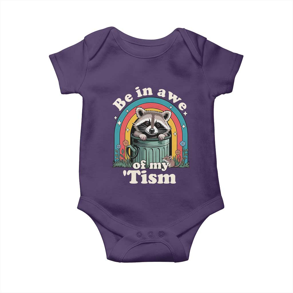 Be in Awe of My Tism Baby Onesie Funny Raccoon Autism Acceptance