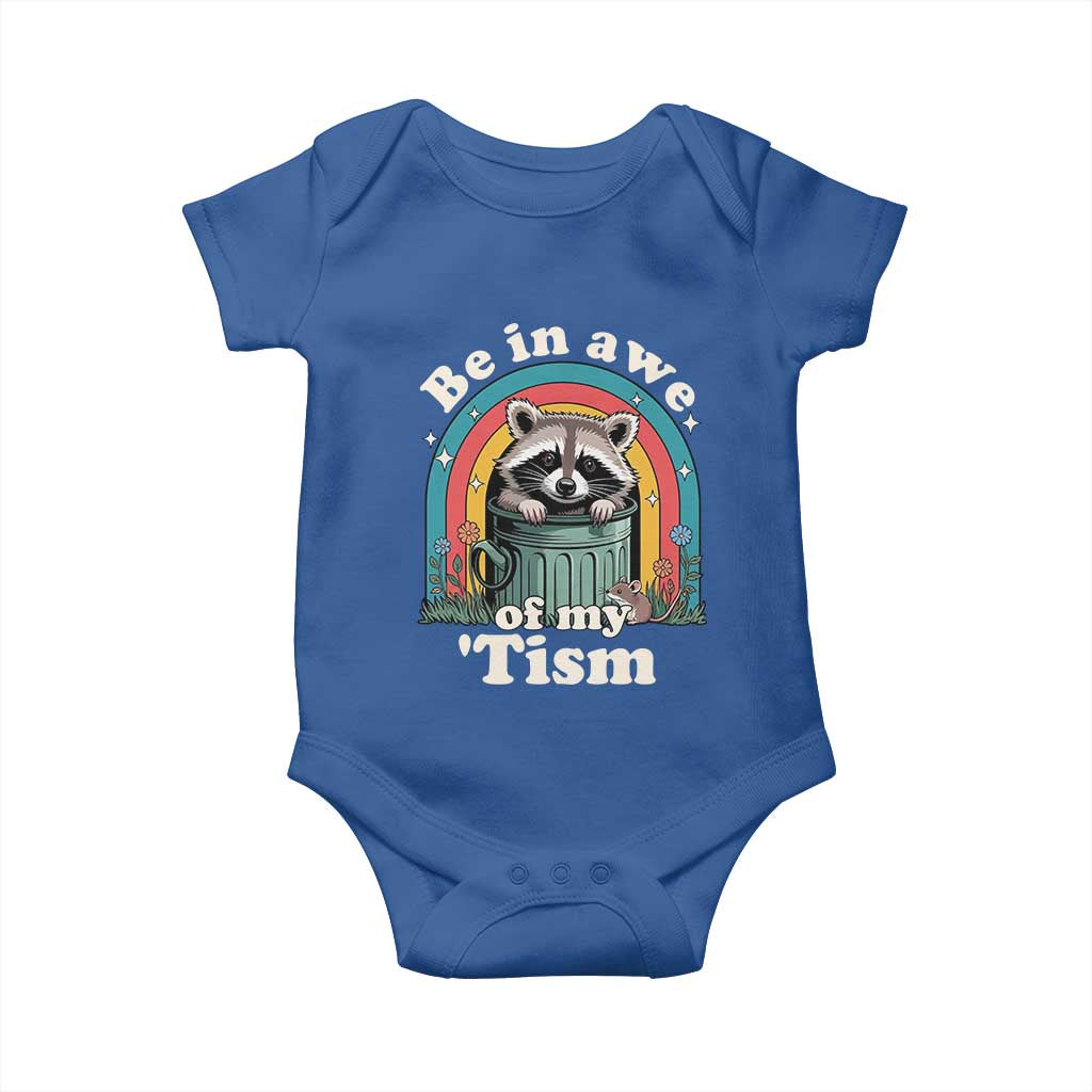 Be in Awe of My Tism Baby Onesie Funny Raccoon Autism Acceptance