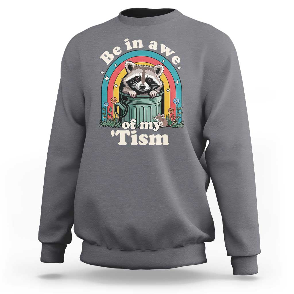 Be in Awe of My Tism Sweatshirt Funny Raccoon Autism Acceptance