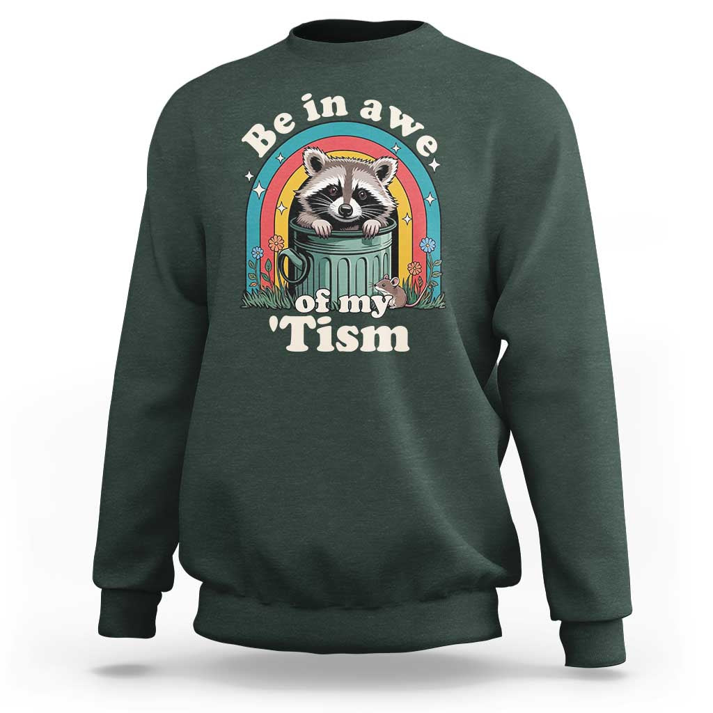 Be in Awe of My Tism Sweatshirt Funny Raccoon Autism Acceptance