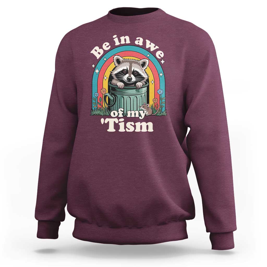 Be in Awe of My Tism Sweatshirt Funny Raccoon Autism Acceptance