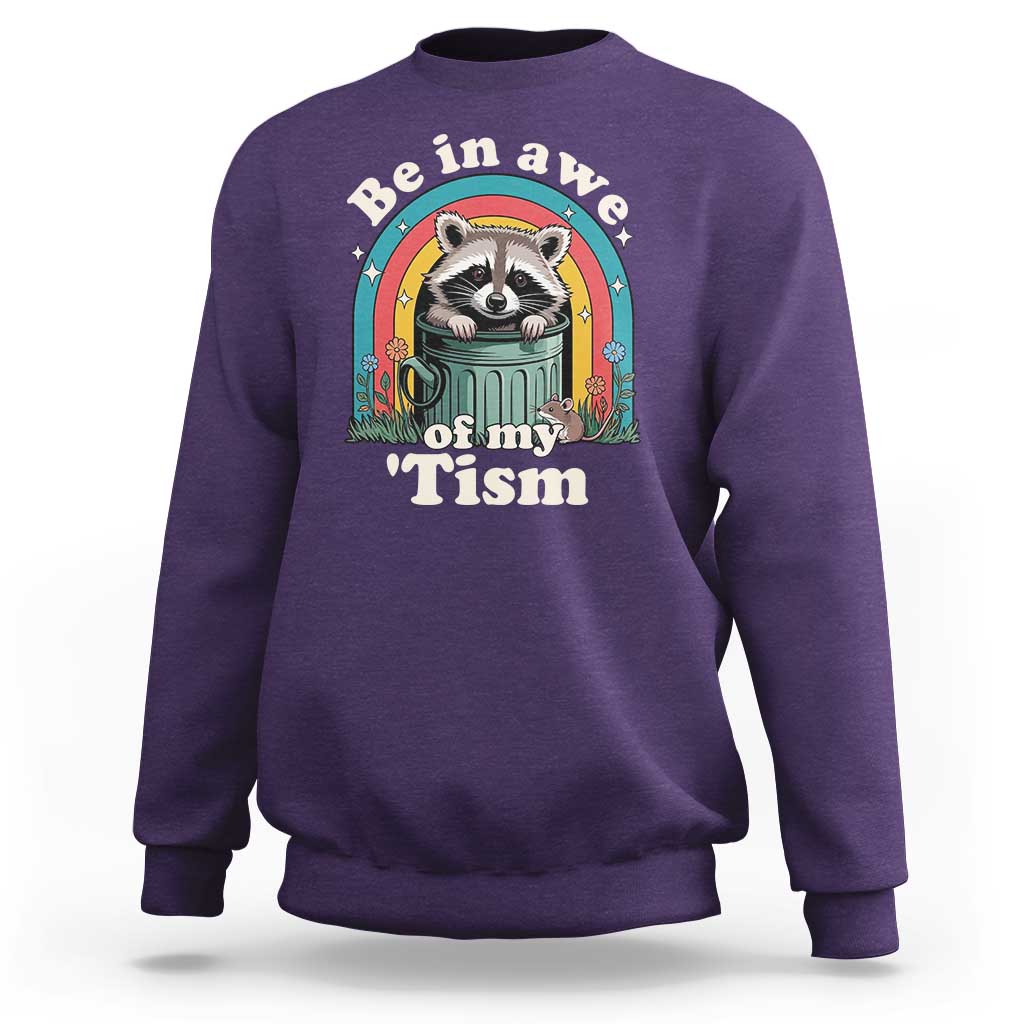 Be in Awe of My Tism Sweatshirt Funny Raccoon Autism Acceptance