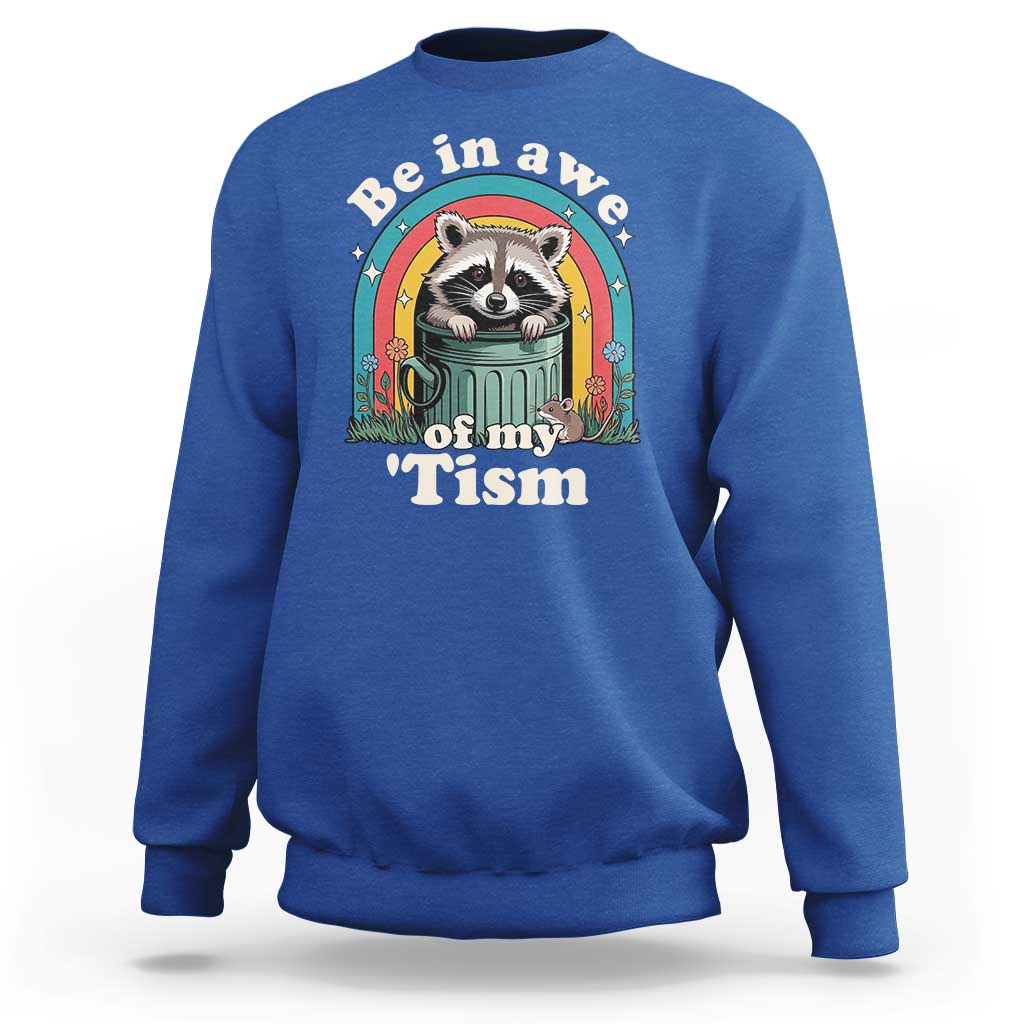 Be in Awe of My Tism Sweatshirt Funny Raccoon Autism Acceptance