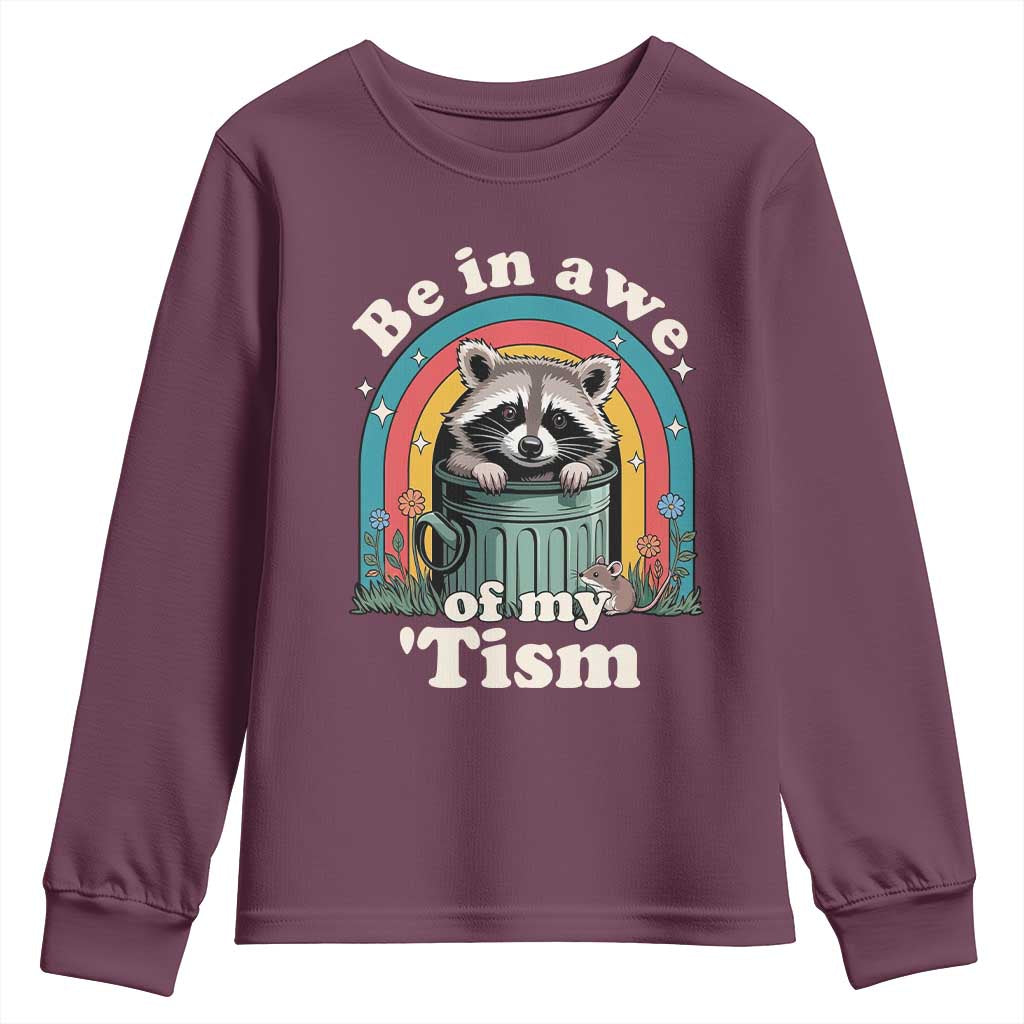 Be in Awe of My Tism Youth Sweatshirt Funny Raccoon Autism Acceptance