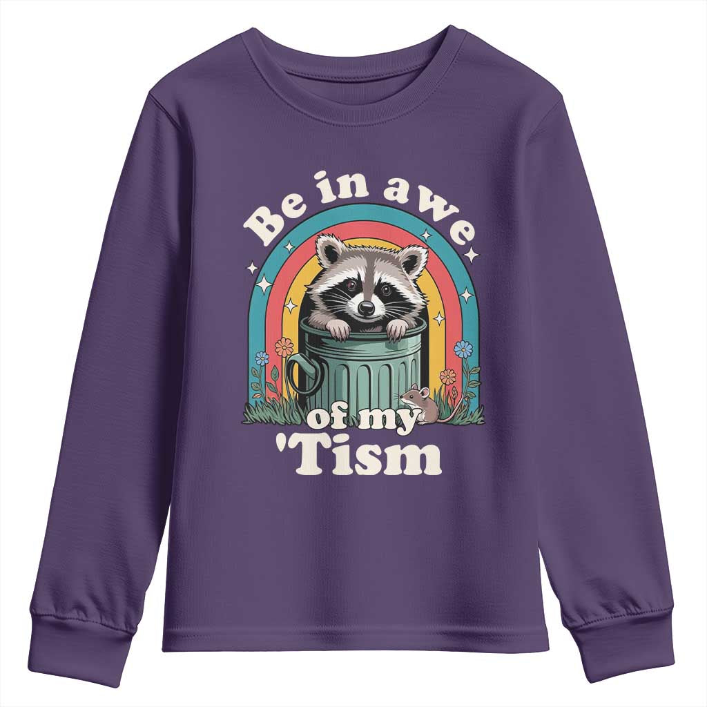 Be in Awe of My Tism Youth Sweatshirt Funny Raccoon Autism Acceptance