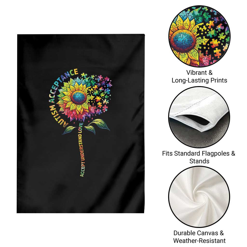 Autism Acceptance Garden Flag Accept Understand Love Sunflower Puzzle