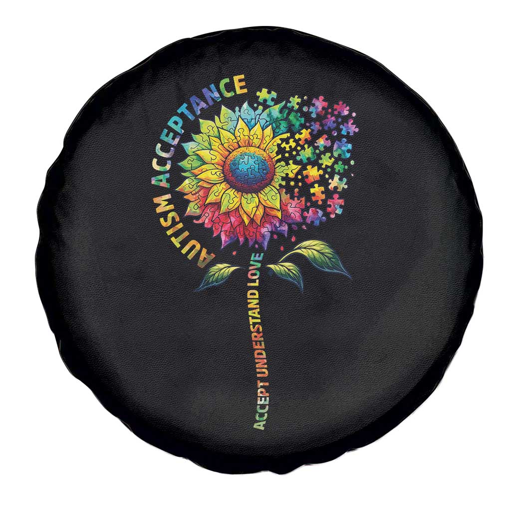 Autism Acceptance Spare Tire Cover Accept Understand Love Sunflower Puzzle