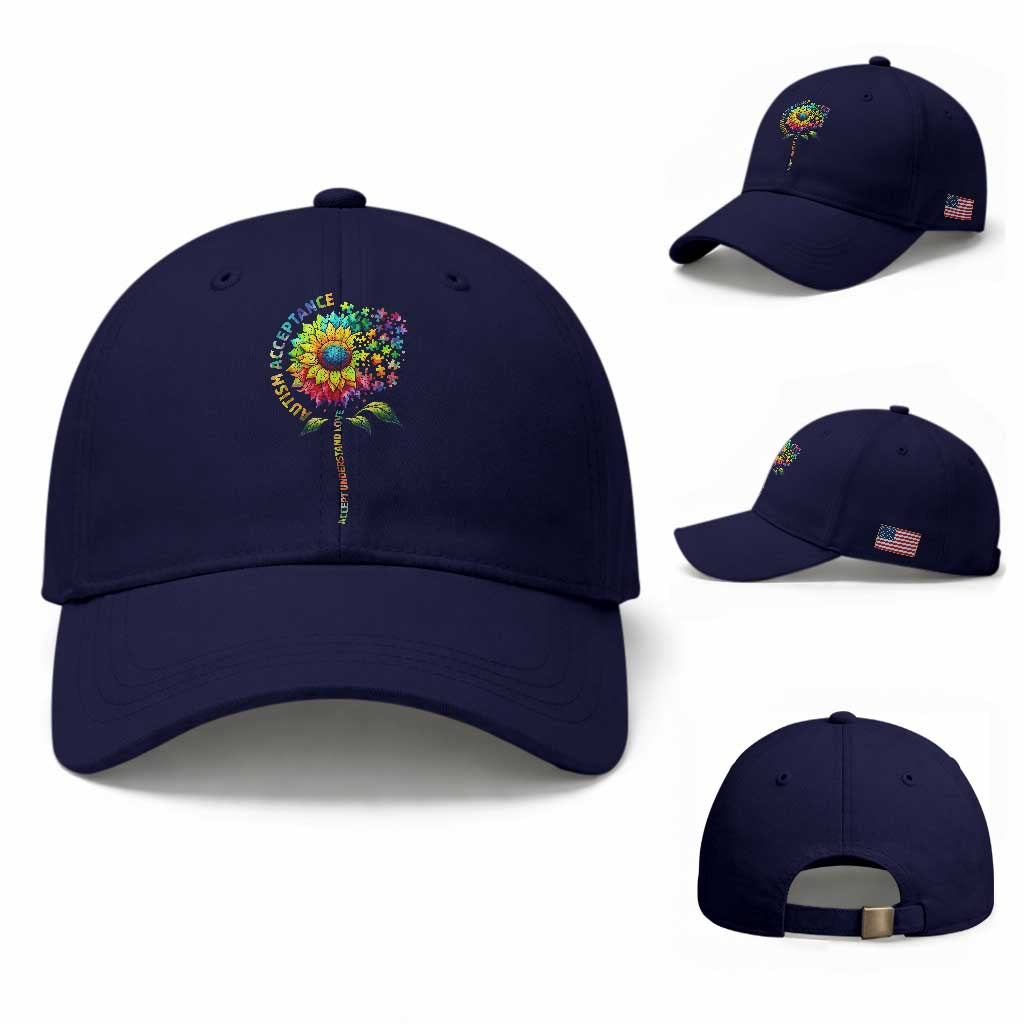 Autism Acceptance Baseball Cap Accept Understand Love Sunflower Puzzle
