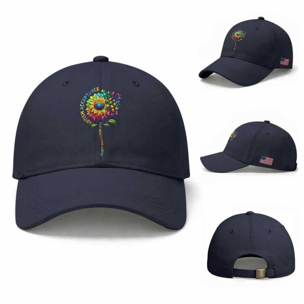 Autism Acceptance Baseball Cap Accept Understand Love Sunflower Puzzle