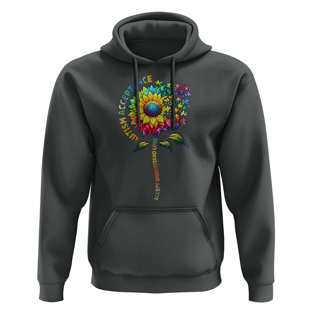 Autism Acceptance Hoodie Accept Understand Love Sunflower Puzzle