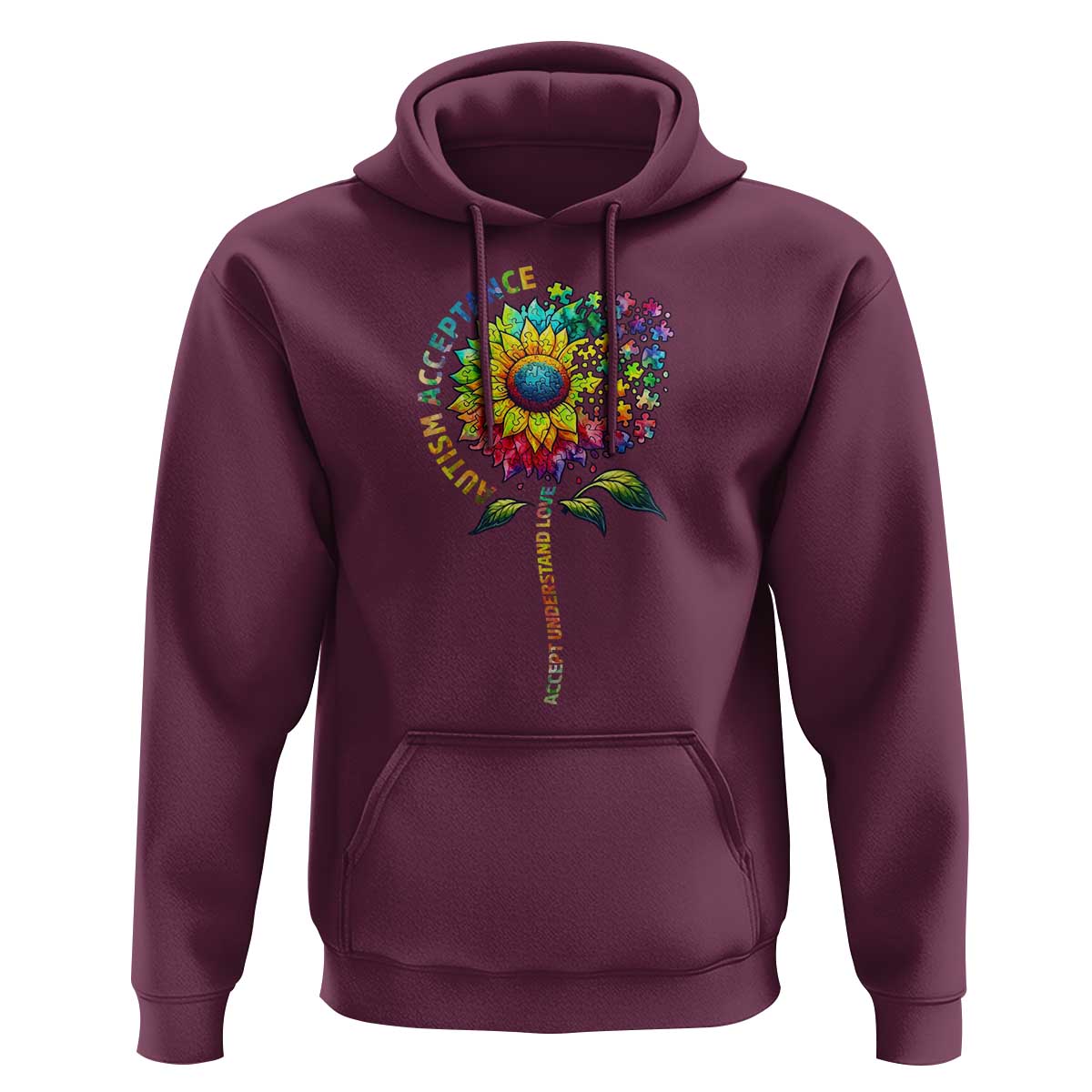 Autism Acceptance Hoodie Accept Understand Love Sunflower Puzzle