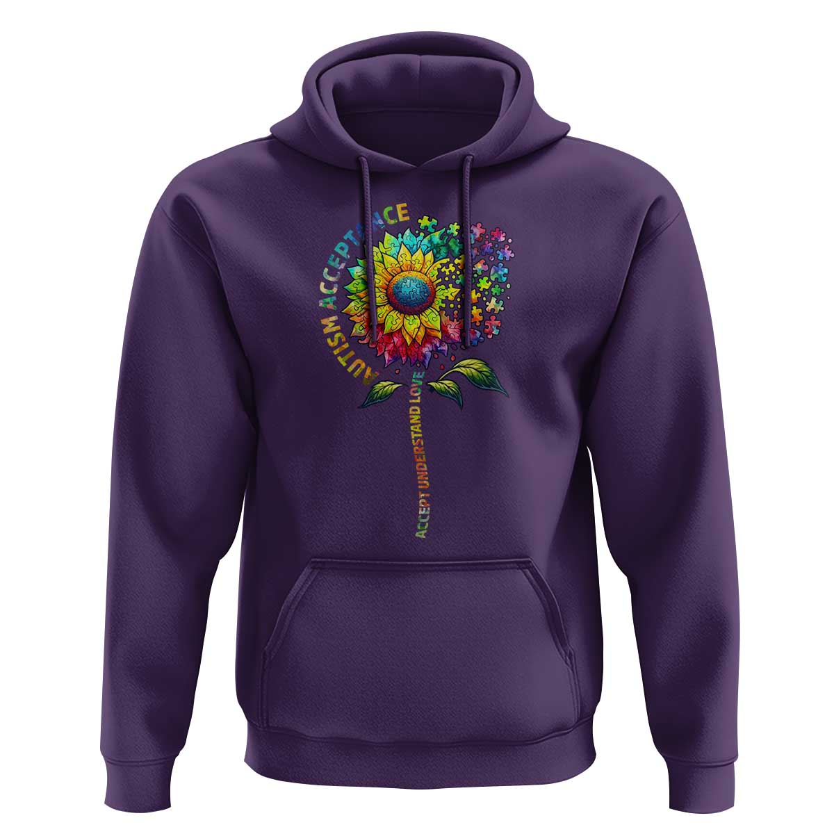 Autism Acceptance Hoodie Accept Understand Love Sunflower Puzzle