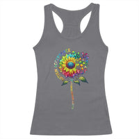 Autism Acceptance Racerback Tank Top Accept Understand Love Sunflower Puzzle