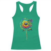 Autism Acceptance Racerback Tank Top Accept Understand Love Sunflower Puzzle