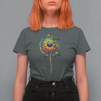 Autism Acceptance T Shirt For Women Accept Understand Love Sunflower Puzzle
