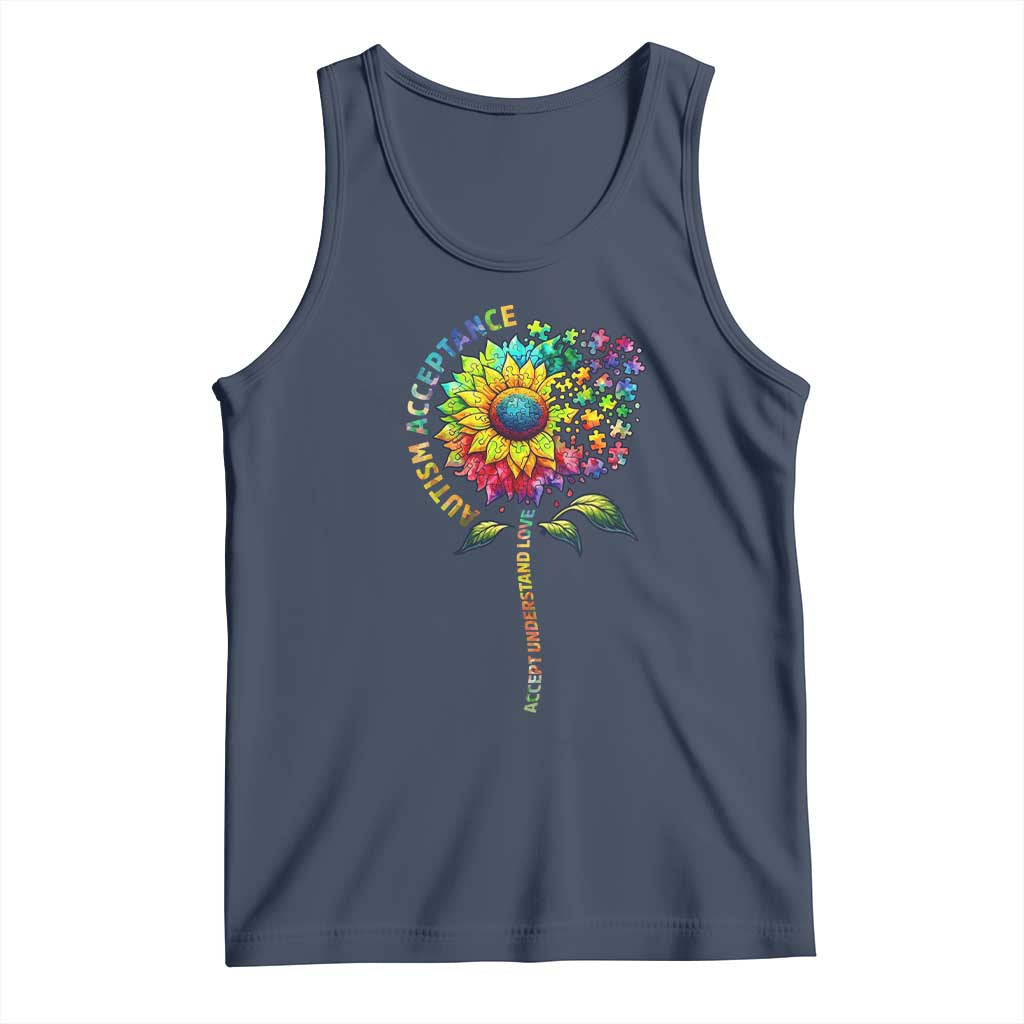 Autism Acceptance Tank Top Accept Understand Love Sunflower Puzzle