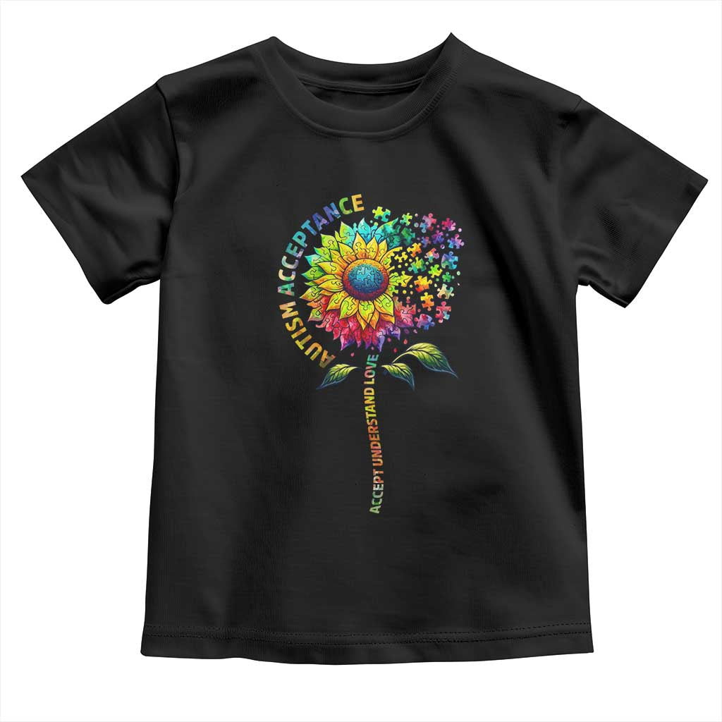 Autism Acceptance Toddler T Shirt Accept Understand Love Sunflower Puzzle