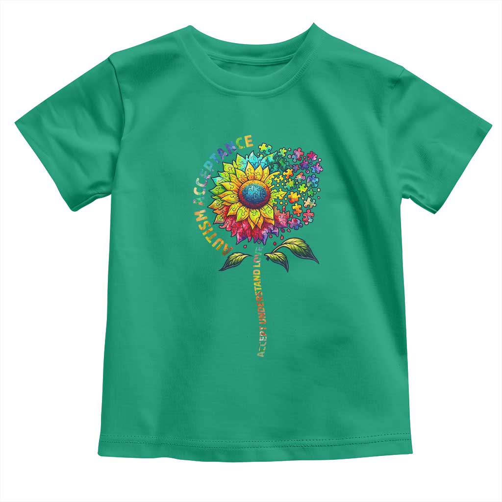 Autism Acceptance Toddler T Shirt Accept Understand Love Sunflower Puzzle