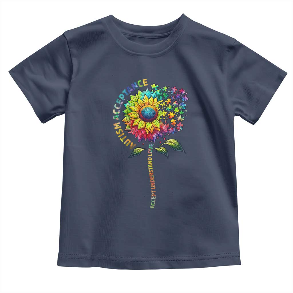 Autism Acceptance Toddler T Shirt Accept Understand Love Sunflower Puzzle