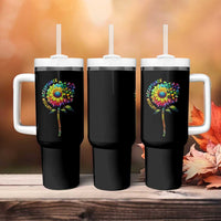 Autism Acceptance Tumbler With Handle Accept Understand Love Sunflower Puzzle