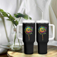 Autism Acceptance Tumbler With Handle Accept Understand Love Sunflower Puzzle