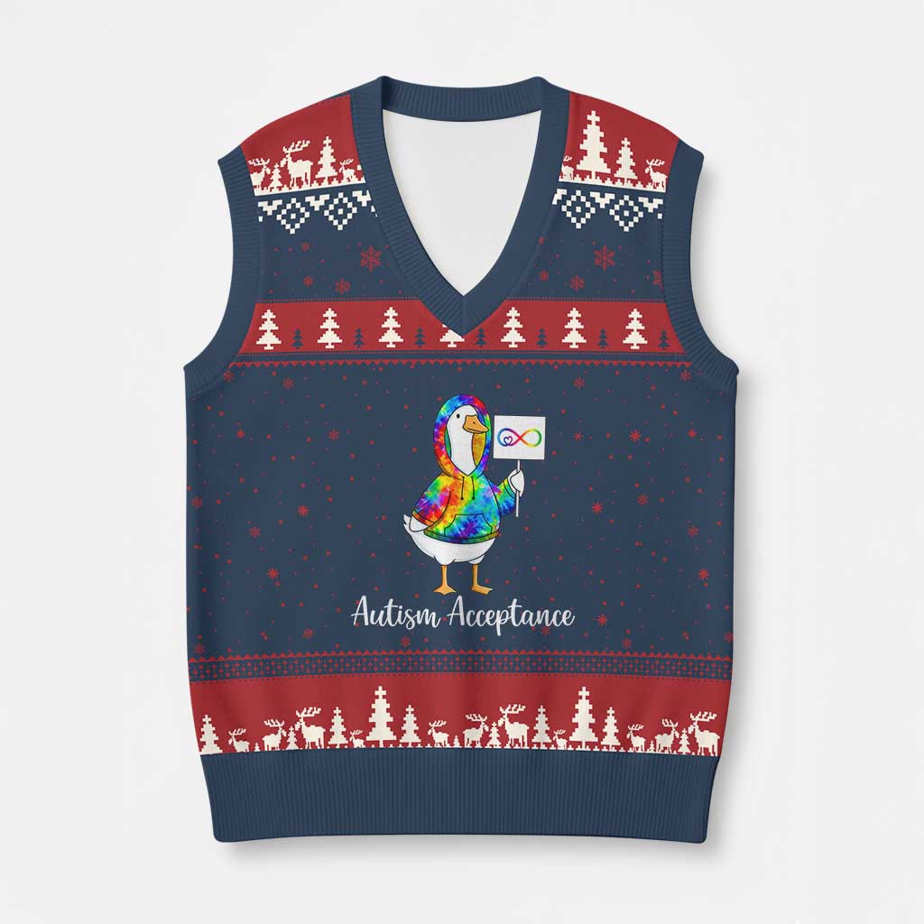 Autism Acceptance V-Neck Knit Sweater Vest Accept Understand Love Support Neurodivergent