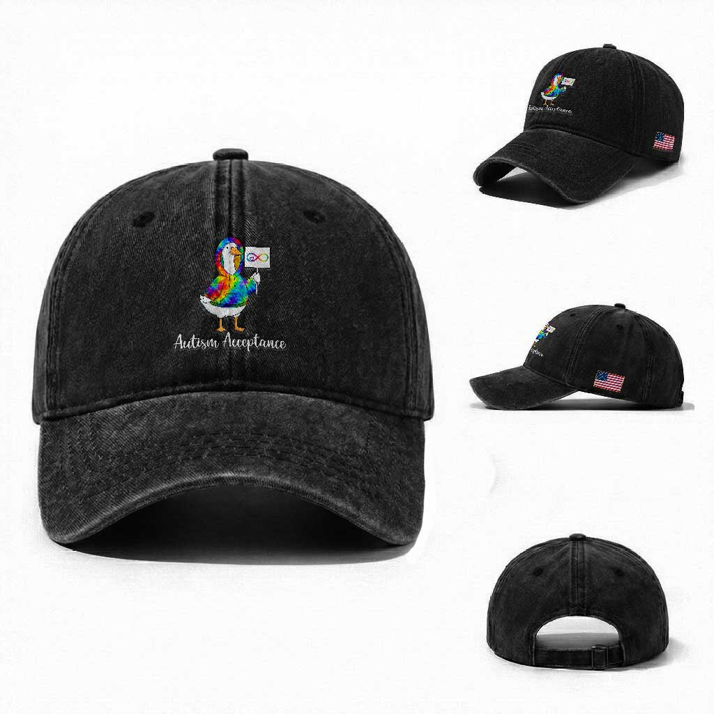 Autism Acceptance Washed Cotton Baseball Cap Accept Understand Love Support Neurodivergent