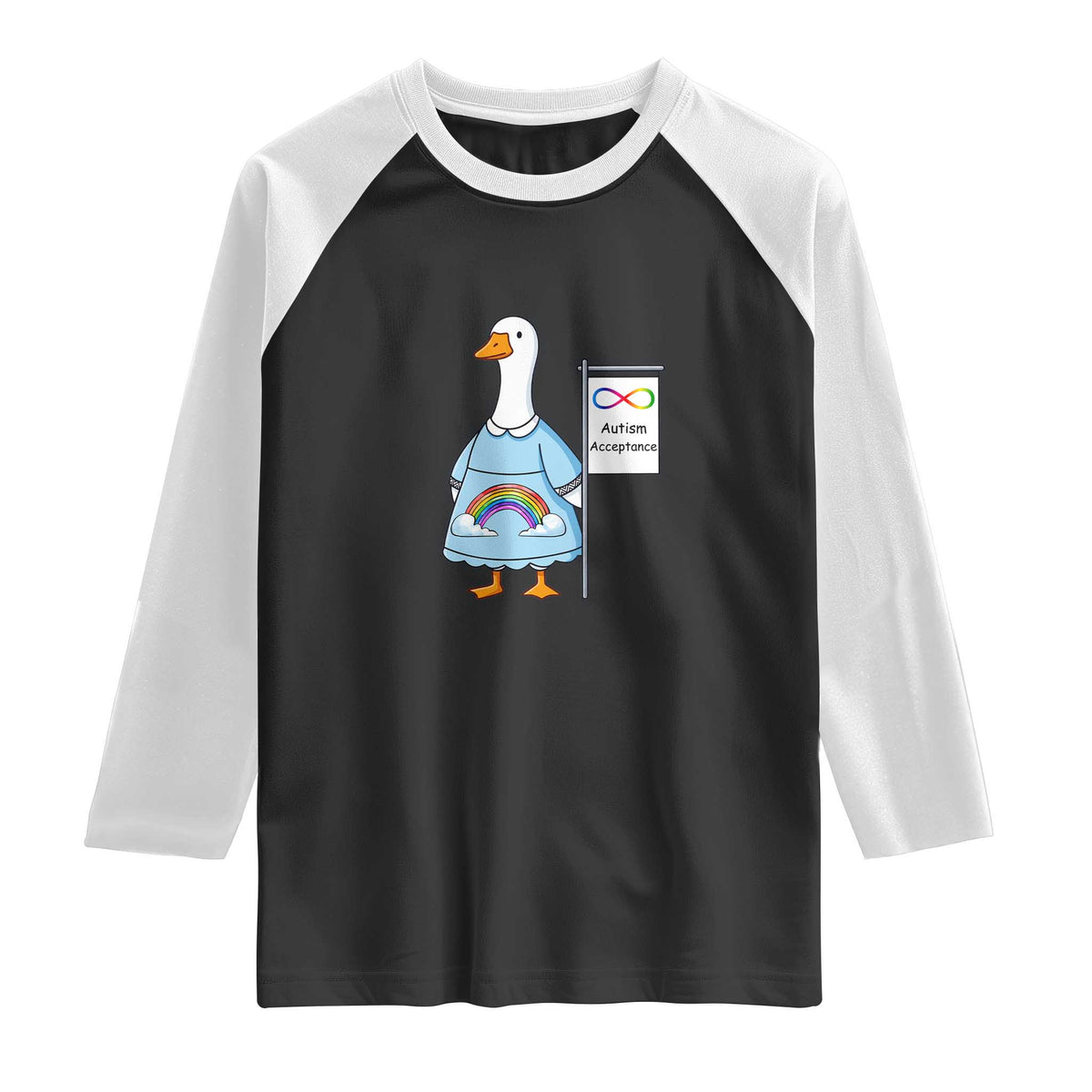 Autism Acceptance Raglan Shirt Neurodivergent Awareness Silly Goose Support
