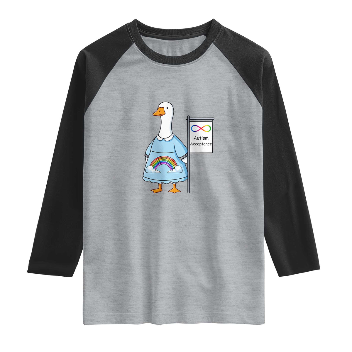 Autism Acceptance Raglan Shirt Neurodivergent Awareness Silly Goose Support