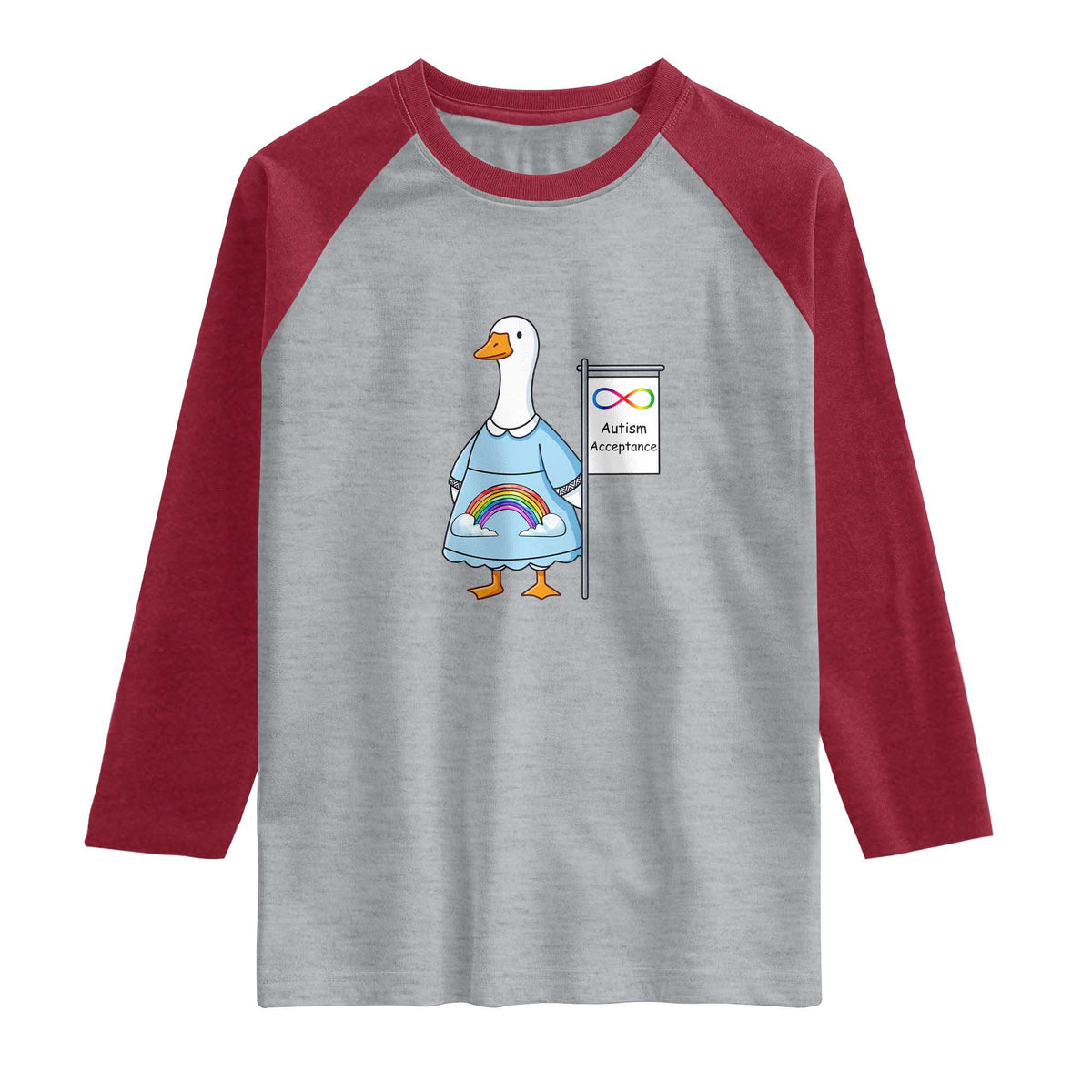 Autism Acceptance Raglan Shirt Neurodivergent Awareness Silly Goose Support