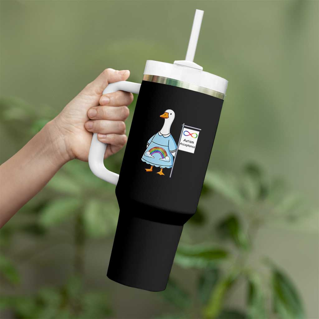 Autism Acceptance Tumbler With Handle Neurodivergent Awareness Silly Goose Support