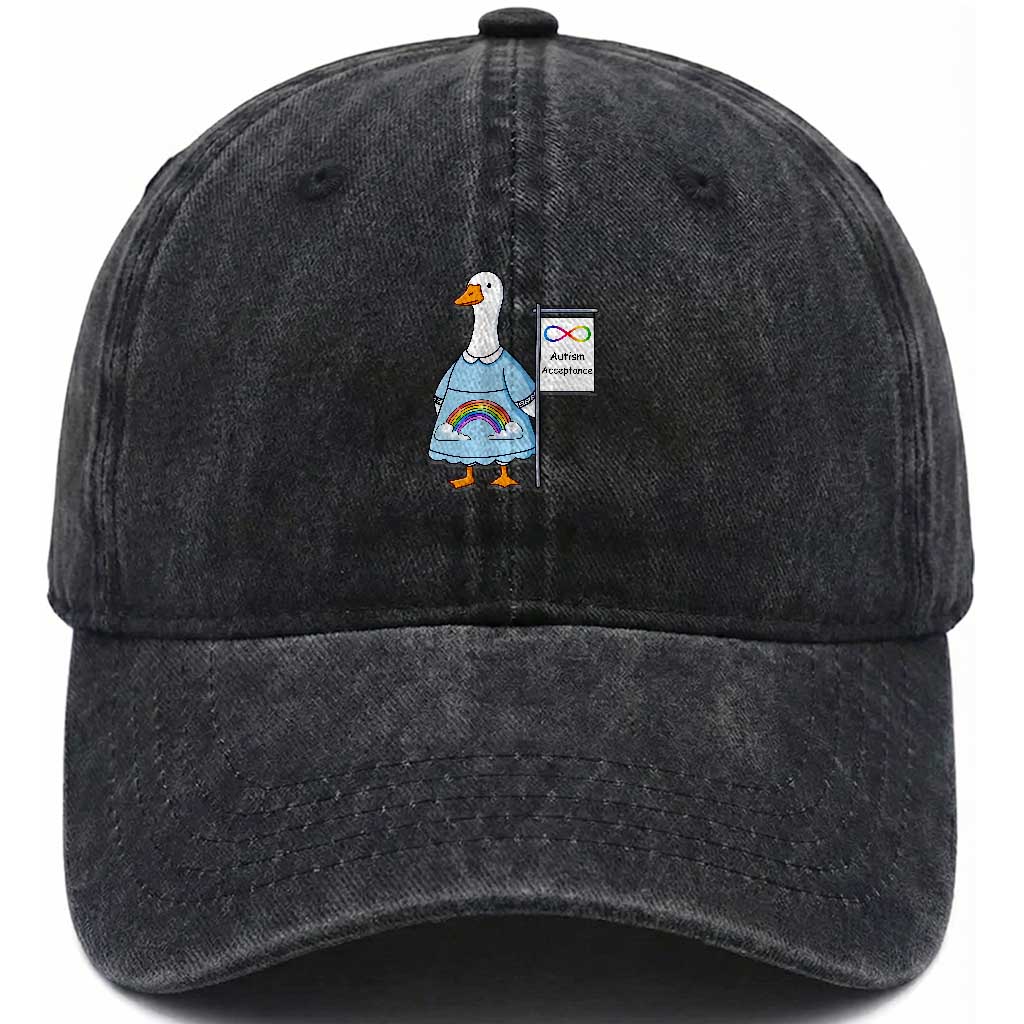 Autism Acceptance Washed Cotton Baseball Cap Neurodivergent Awareness Silly Goose Support