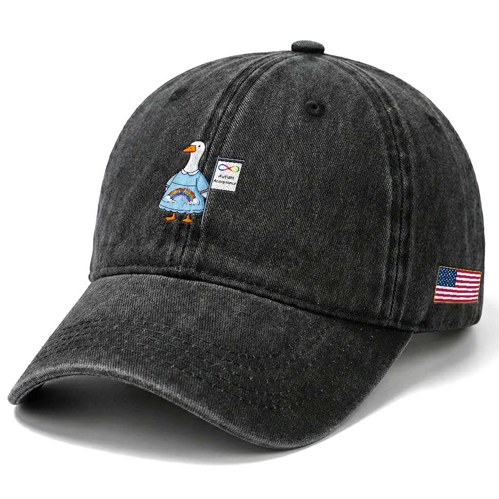 Autism Acceptance Washed Cotton Baseball Cap Neurodivergent Awareness Silly Goose Support