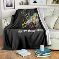 Autism Acceptance Throw Blanket In A World Where You Can Be Anything Be Kind Butterfly Puzzle