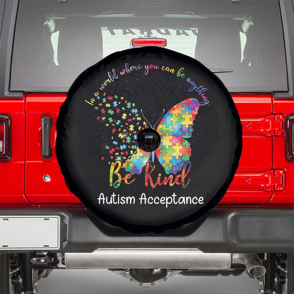 Autism Acceptance Spare Tire Cover In A World Where You Can Be Anything Be Kind Butterfly Puzzle