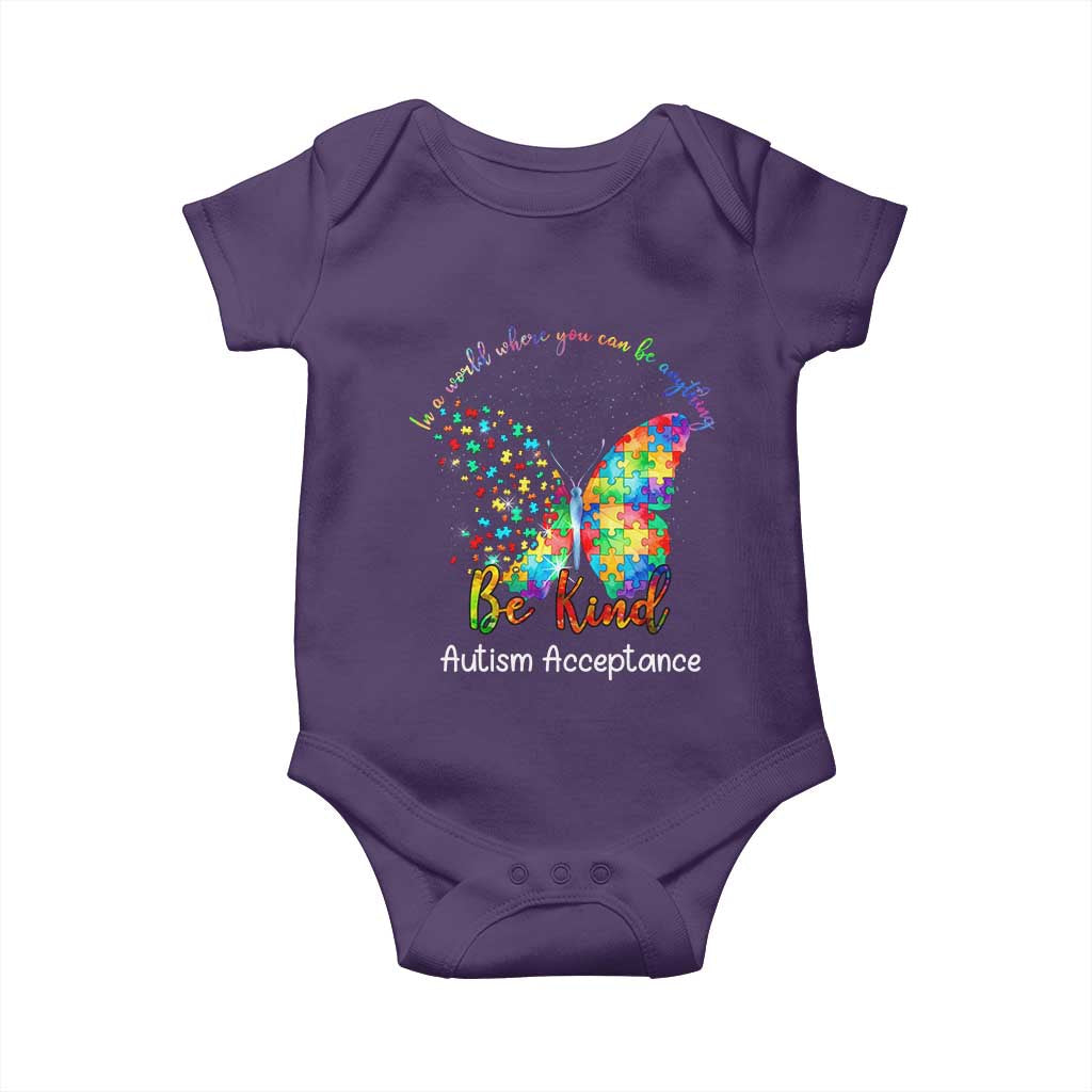 Autism Acceptance Baby Onesie In A World Where You Can Be Anything Be Kind Butterfly Puzzle